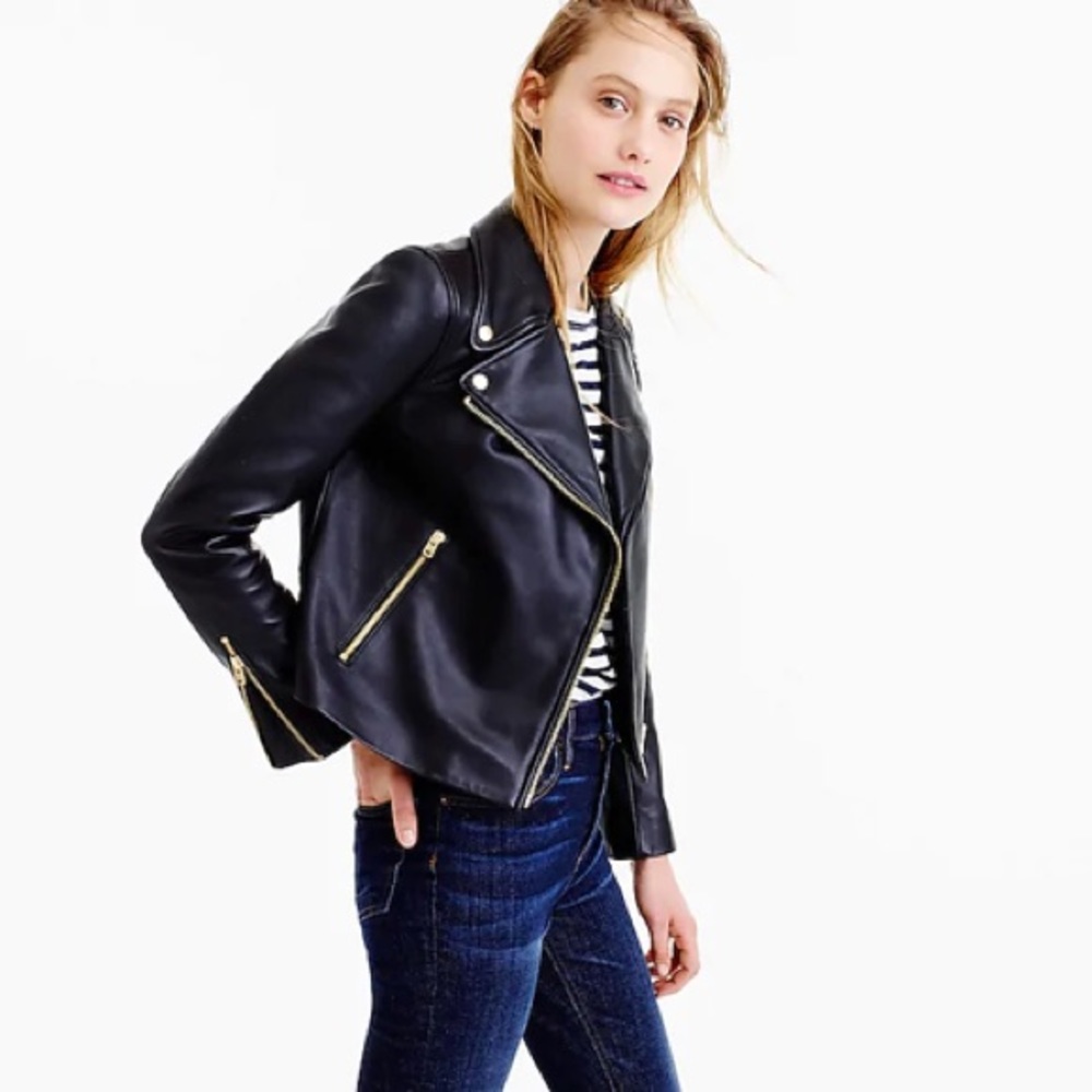 J crew collection - Black leather moto jacket